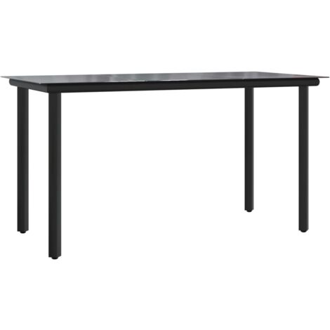 Mesa comedor jardín acero y vidrio templado negro 200x100x74 cm vidaXL
