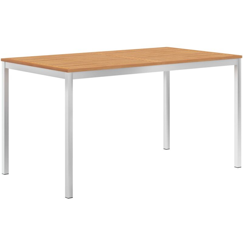 

Mesa comedor jardín teca maciza y acero inoxidable 140x80x75 cm