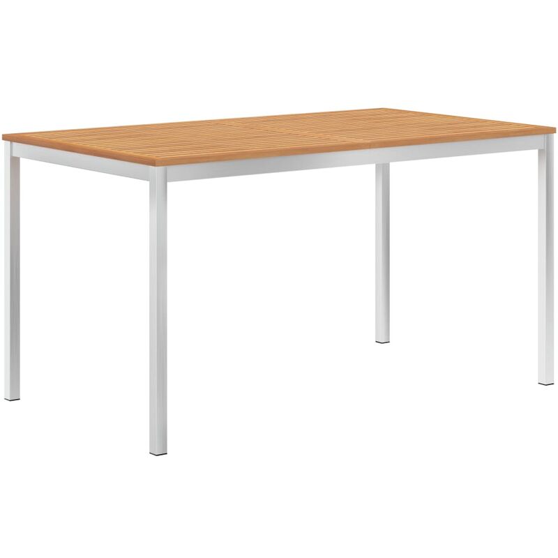 

vidaXL Mesa comedor jardín teca maciza y acero inoxidable 140x80x75 cm - Marrón