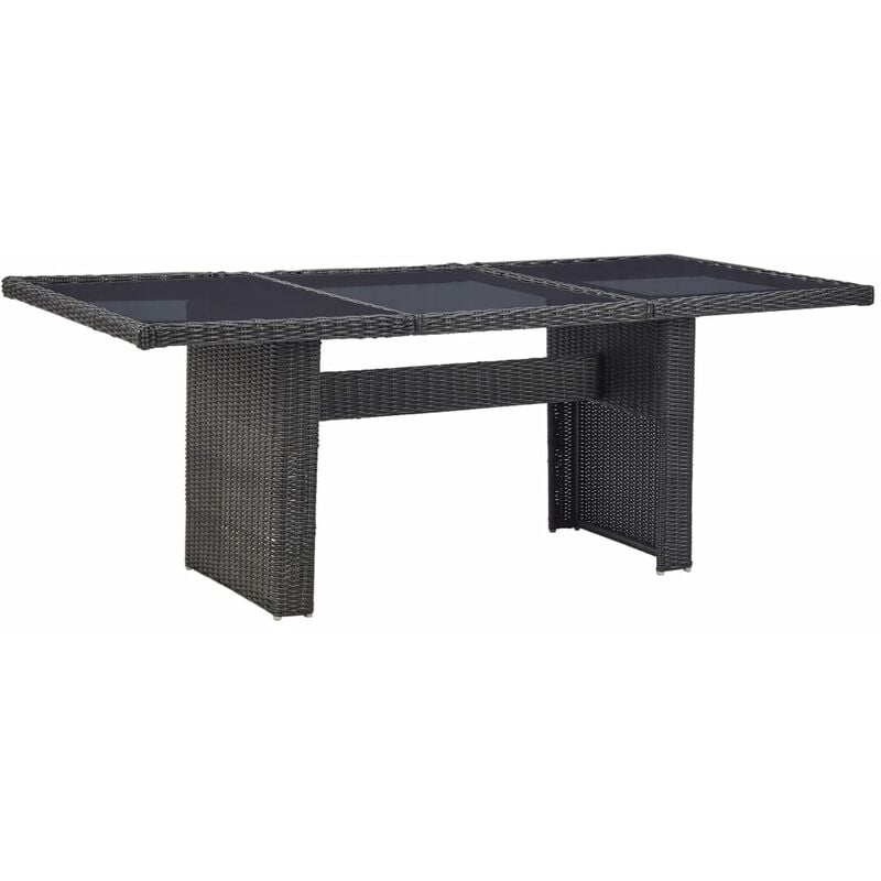 

vidaXL Mesa comedor jardín vidrio ratán sintético negro 200x100x74 cm - Negro