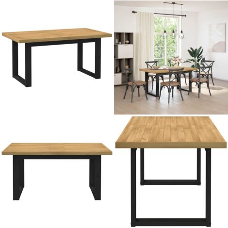 Mesa comedor NOAIN patas forma U madera maciza pino 160x90x75cm - Madera maciza - Mesa de comedor de pino