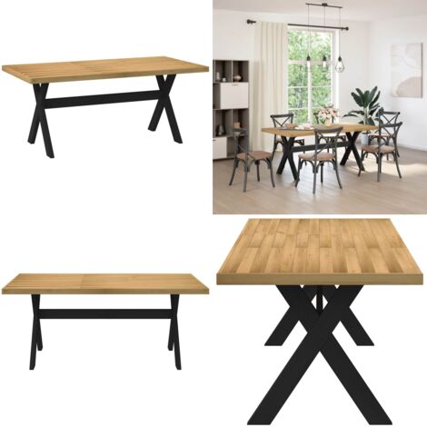 Mesa comedor NOAIN patas forma X madera maciza pino 180x90x75cm - Madera maciza - Mesa de comedor con patas en forma de X