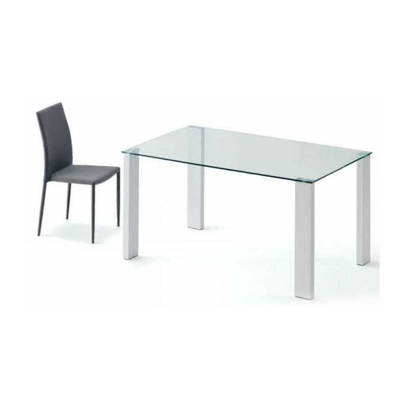 

Mesa comedor Nora rectangular cristal en acabado blanco 75 cm(alto)150 cm(ancho)90 cm(largo) Color CRISTAL