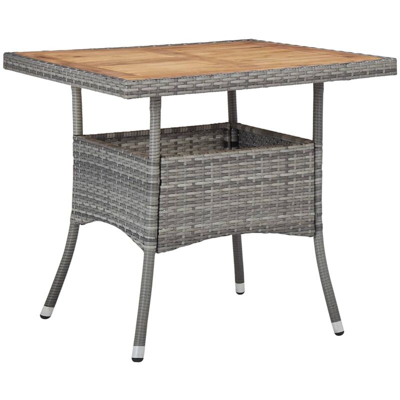 

Mesa comedor para jardín ratán sintético madera de acacia gris