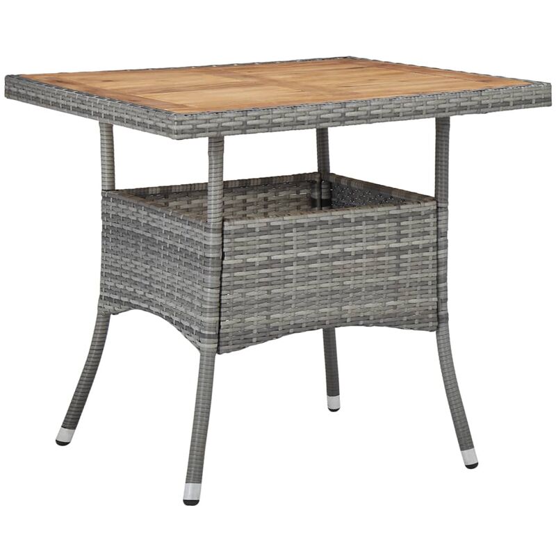 

Mesa comedor para jardín ratán sintético madera de acacia gris - Gris