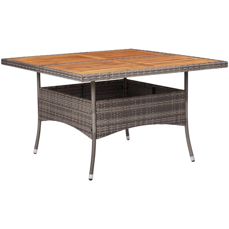 

Mesa comedor para jardín ratán sintético madera de acacia gris - Gris