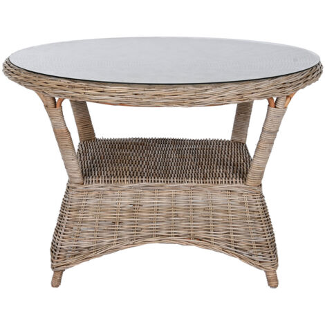 Mesa Comedor Ratan 120X120X82 Cristal Templado