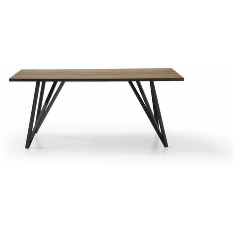 Mesa comedor rectangular DANIEL en acabado bocamina/negro, 76cm(alto) 180cm(ancho) 90cm(largo)