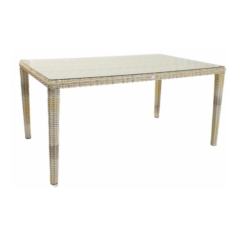 

Mesa Comedor Rectangular de Aluminio y Trenzado Rattan con encimera Cristal Templado 160x100 cm