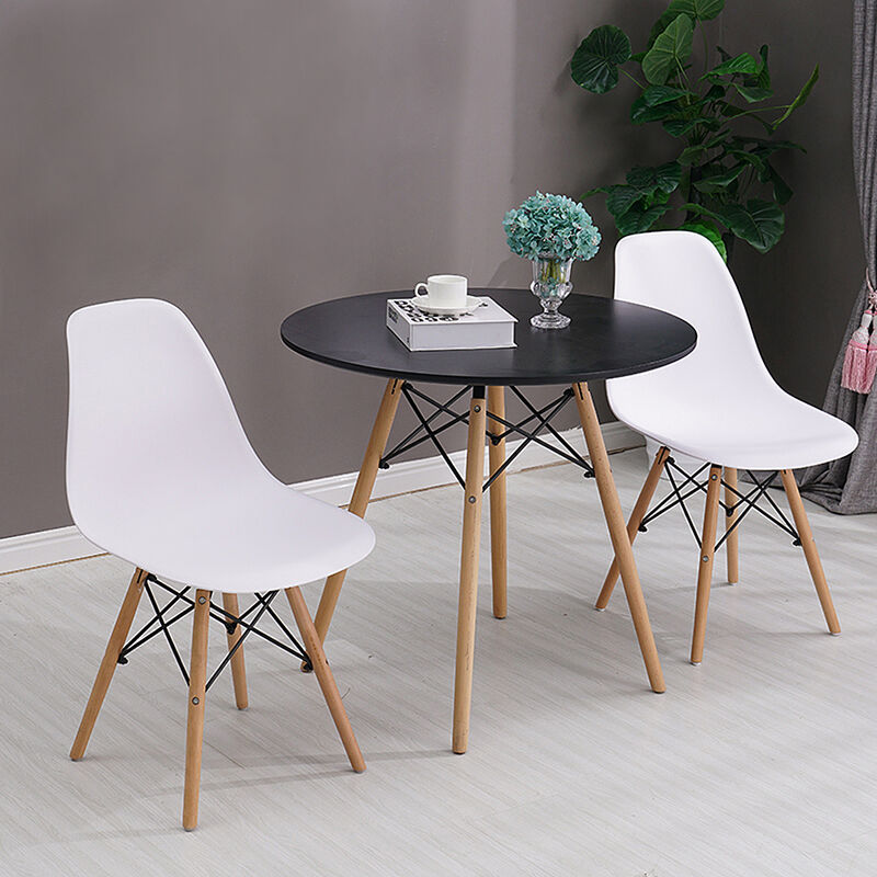 

Oobest - Mesa Comedor Redonda 70x70x75cm con Set de 2 Sillas Estilo escandinavo Comedor comedor conjunto - Mesa Negra - Sillas Blancas