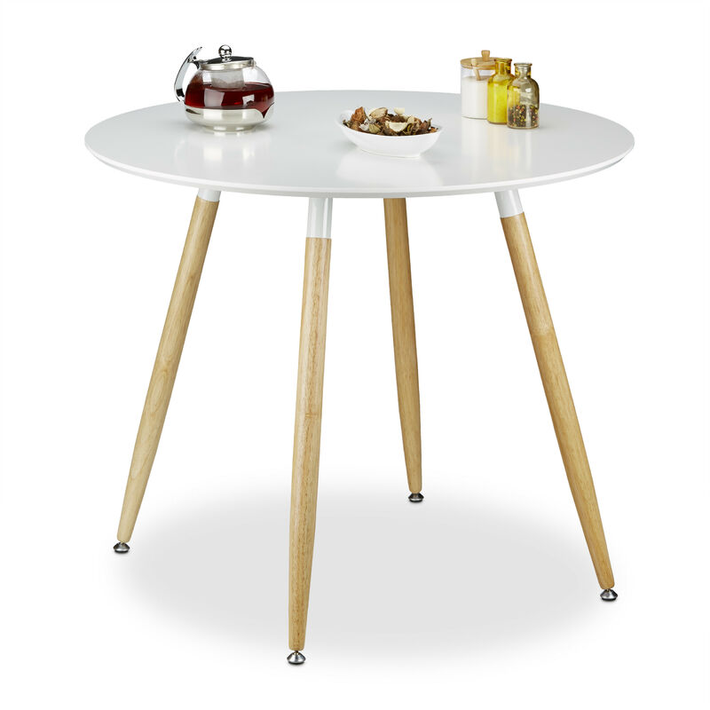 

Mesa Comedor Redonda ARVID, Mesita Cocina, DM-Madera-Metal, 74 x 90 cm, Blanco