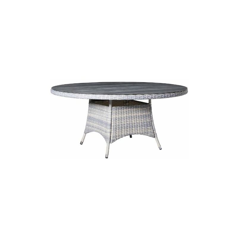 

Mesa Comedor Redonda de Aluminio Trenzado En Rattan con encimera Cristal Ceramico 135x135 cm