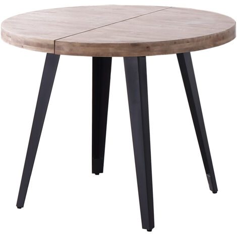 Mesa Comedor Redonda Extensible Berg Roble Honey / Negro. OK1096