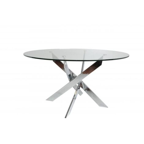 Mesa comedor redonda Rota acabado cromado, 120 cm(ancho) 76 cm(alto).