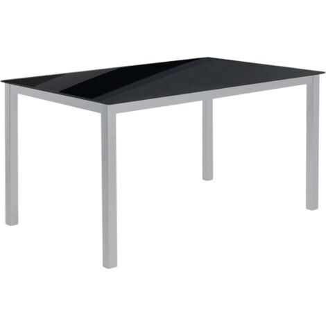 Mesa Comedor Salón Superficie Fija Cadell Cristal Negro Estructura Metal 140x190 cm