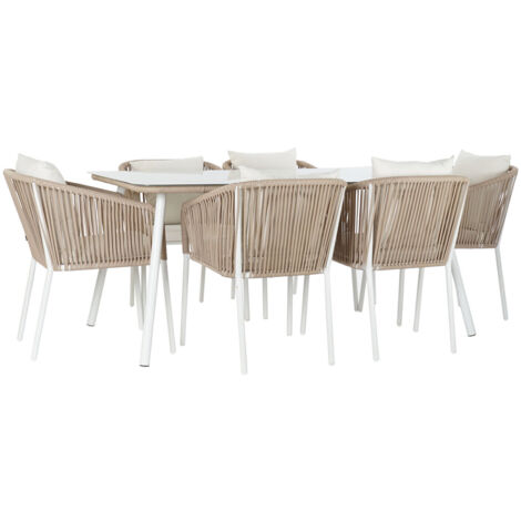 Mesa Comedor Set 7 Aluminio 160X90X75 6 Sillas Con