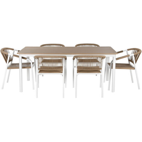 Mesa Comedor Set 7 Aluminio 180X90X75 6 Sillas