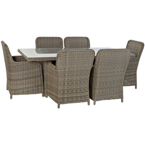 Mesa Comedor Set 7 Ratan Sintetico 200X100X75 5 Mm MB176977