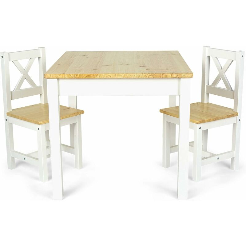 

Mesa con 2 sillas de madera para niños (blanco/pino)