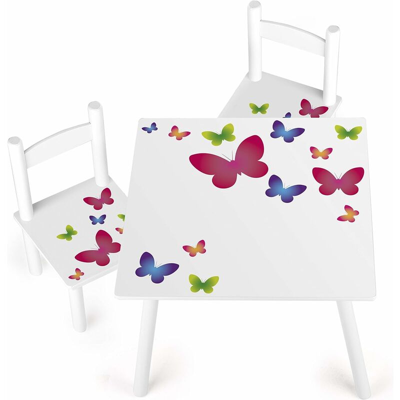 

Mesa con 2 sillas todo en madera: Mariposas