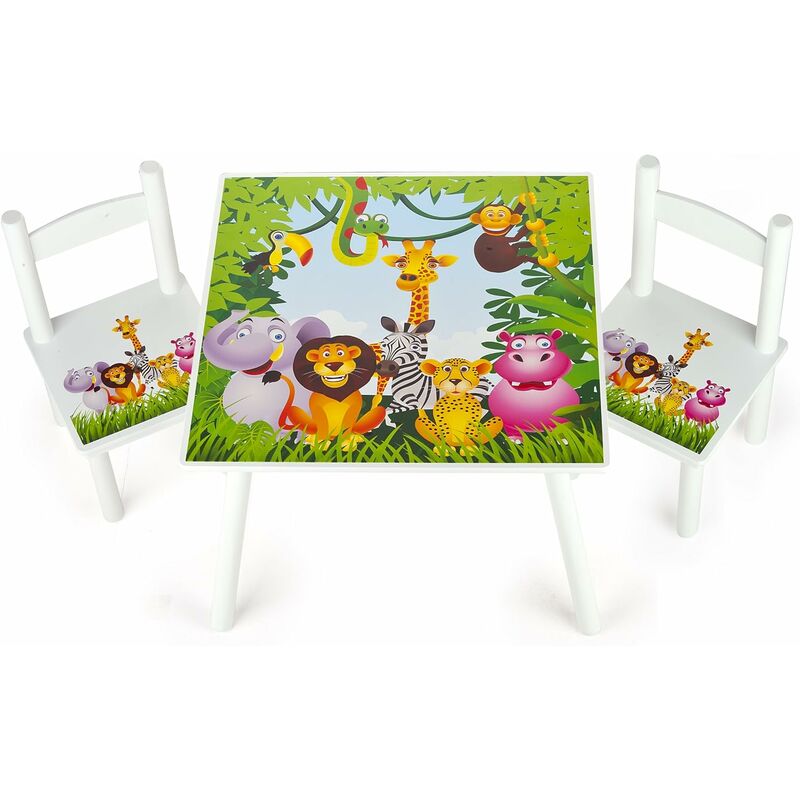 

Mesa con 2 sillas todo en madera: Zoo Animales
