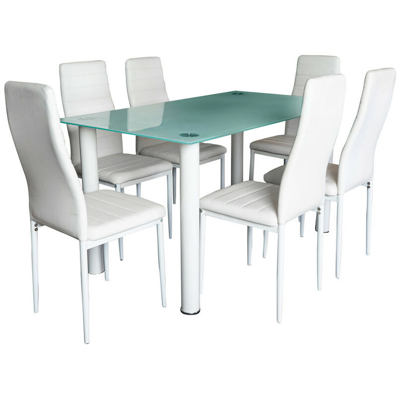 Saldosystocks - Conjunto de mesa y 6 sillas en color blanco