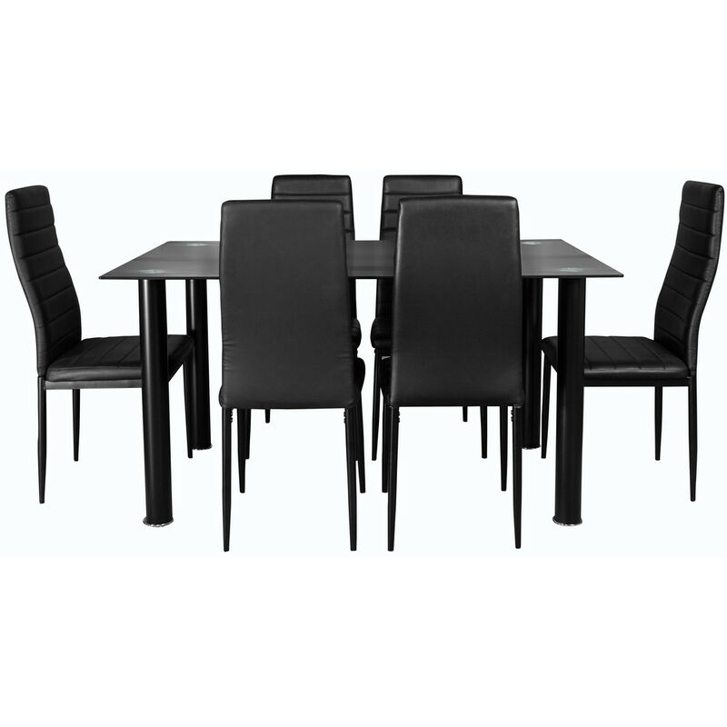 Saldosystocks - Comedor de estructura metálica - mesa con 6 sillas color negro