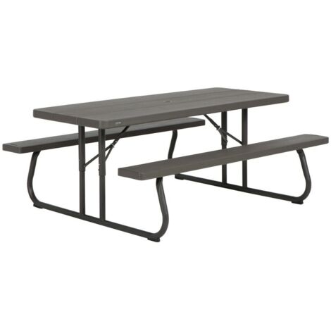 Mesa con bancos plegable ultrarresistente lifetime 183x76x74 cm uv100 marrón