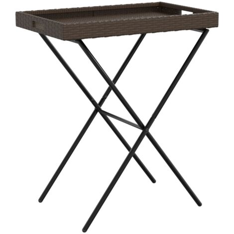 Mesa con bandeja plegable ratán sintético marrón 65x40x75 cm vidaXL