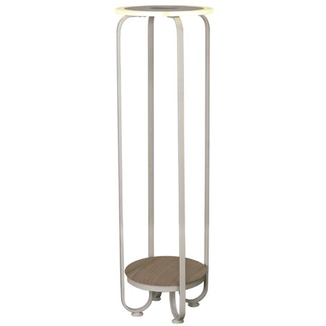 Mesa con Luz LED 20W 3000K, Cargador inalámbrico, 112,5cm en Blanco y Madera