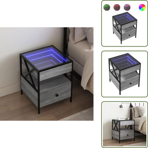 Mesa con luz - vidaXL Mesa de centro con Infinity LED gris Sonoma 40x40x51 cm - Decoración de hogar
