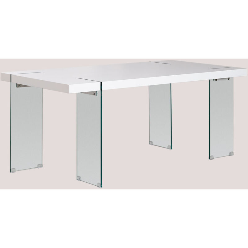 

Mesa de Comedor Rectangular en MDF y Patas de Cristal Kali SKLUM - Madera Blanca 190 x 95 cm