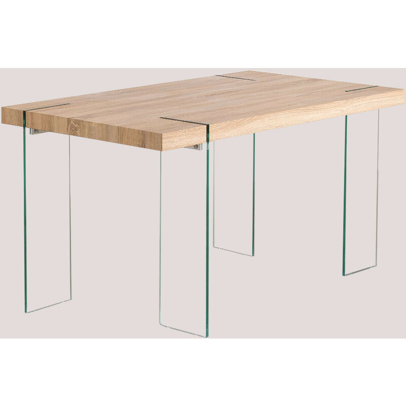 

Mesa de Comedor Rectangular en MDF y Patas de Cristal Kali SKLUM - Marrón Madera Natural 140 x 80 cm