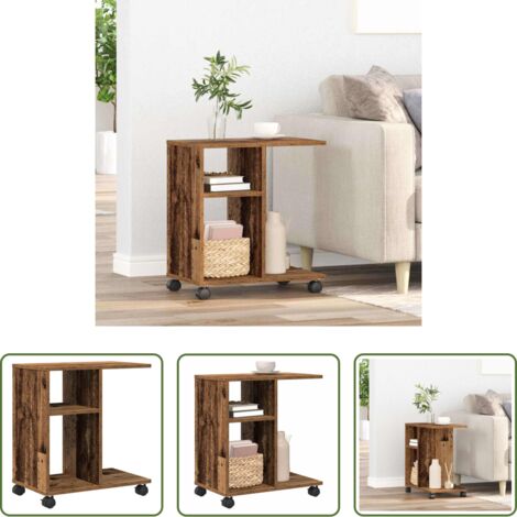 Mesa con ruedas -  Mesa Auxiliar Madera vieja 50 x 30 x 55 cm Madera contrachapada