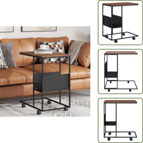 Mesa con ruedas - vidaXL Mesa auxiliar con ruedas madera ingeniería negra 55x36x63,5 cm - Mesa de sofá