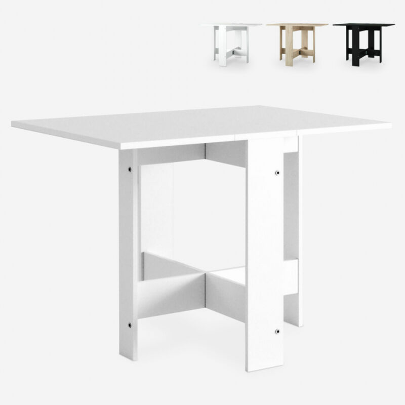 

Mesa con tapa plegable de doble solapa, 103 cm que ahorra espacio Galvani | Color: Blanco
