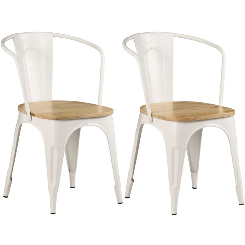 

Sillas de Comedor 2 Unidades Madera Maciza de Mango Blanco - Blanco - Vidaxl