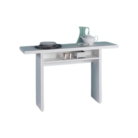Mesa consola 120x70 cm Blanca Ceniza con un estante | Blanco