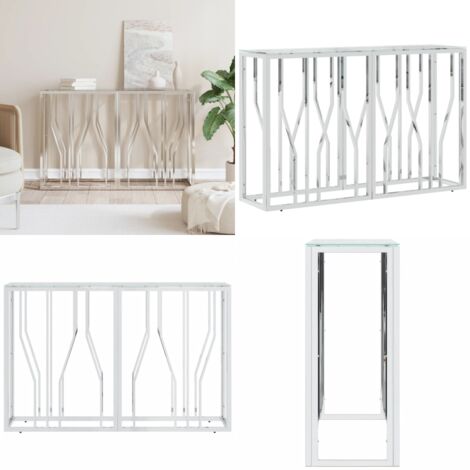 Mesa consola acero inoxidable y vidrio 110x30x70 cm - Mesa de entrada - Mesa de salón
