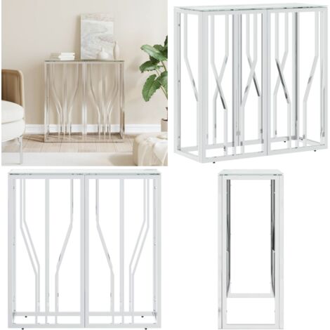 Mesa consola acero inoxidable y vidrio 70x30x70 cm - Mesa de entrada - Mesa de salón