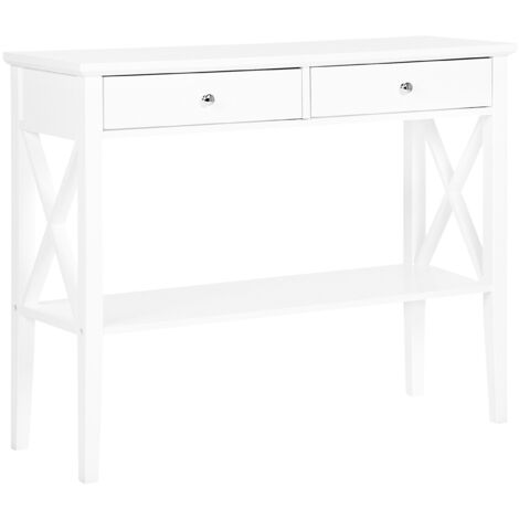 Mesa consola blanca 2 cajones pasillo 80 cm diseño retro Avenue
