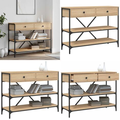Mesa consola cajones estantes madera de ingeniería roble Sonoma - Estante - Cajón