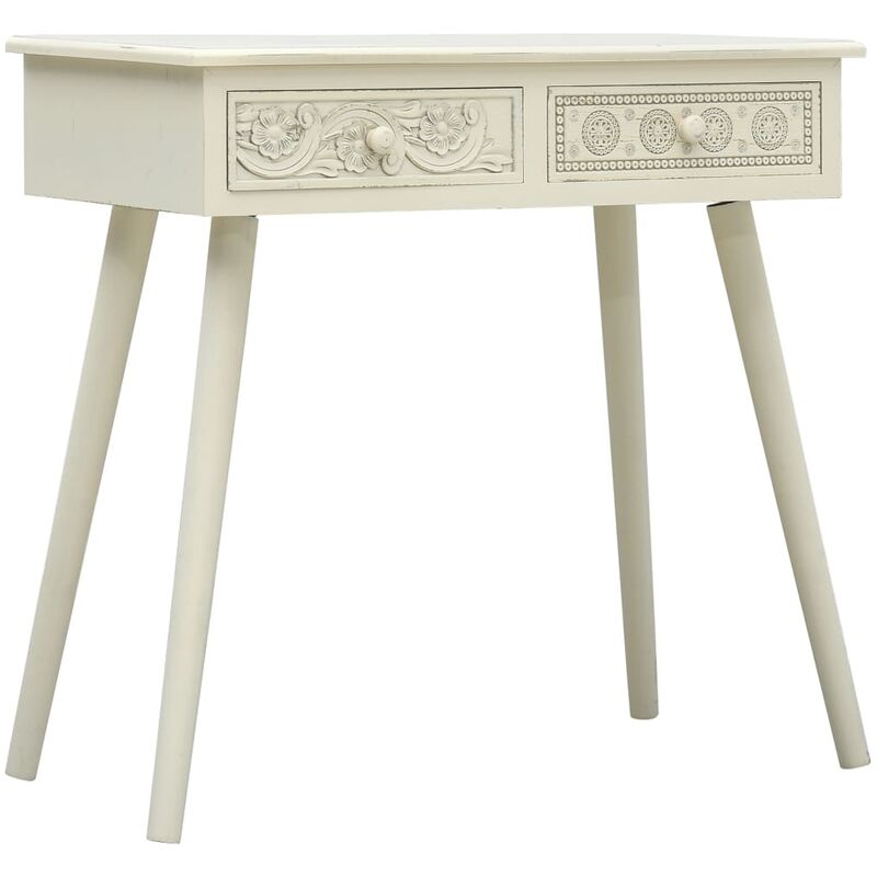 

Mesa consola con 2 cajones tallados madera gris 80x40x77,8 cm