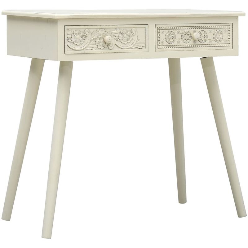 

Youthup - Mesa consola con 2 cajones tallados madera gris 80x40x77,8 cm - Gris
