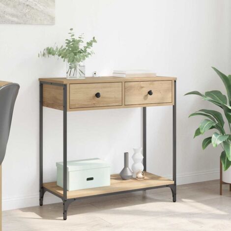 Mesa Consola con cajón Roble artesanal 75 x 34,5 x 75 cm