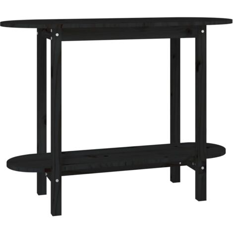 Mesa consola con estante de almacenamiento 110 x 40 x 80 cm madera de pino negro DEC031287