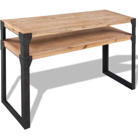 Mesa consola con estante en madera maciza de acacia 120 x 40 x 85 cm DEC031732