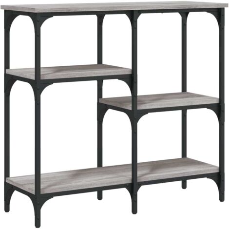 Mesa consola con estantes 80 x 29 x 75 cm madera de ingeniería gris y metal DEC032250