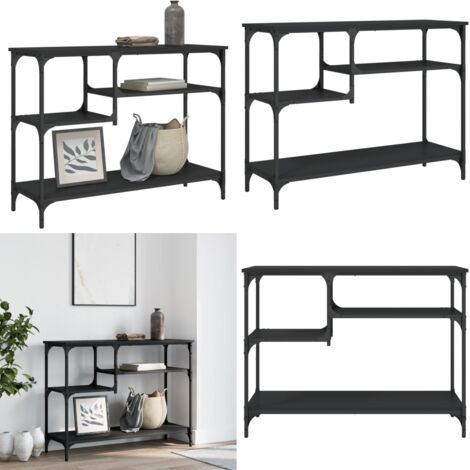 Mesa consola con estantes negro 100x35x75 cm - Mesa de entrada - Mesa de salón
