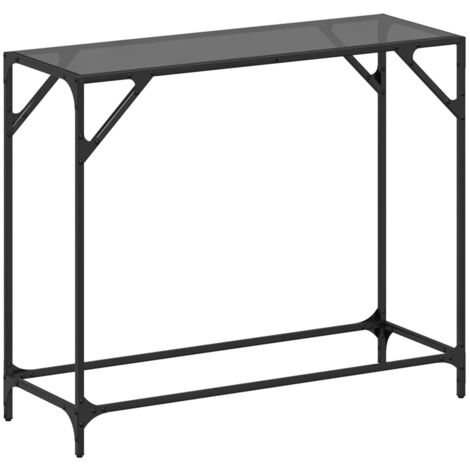 Mesa consola con tapa de cristal y acero negro 98 x 35 x 81 cm DEC031345